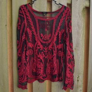 Black and Red Sheer Top